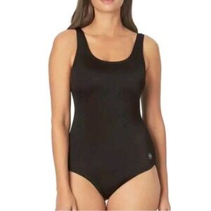 Hurley XXL Black Ribbed One Piece Swimsuit Scoop Neck Swimwear NWOT Resort Beach